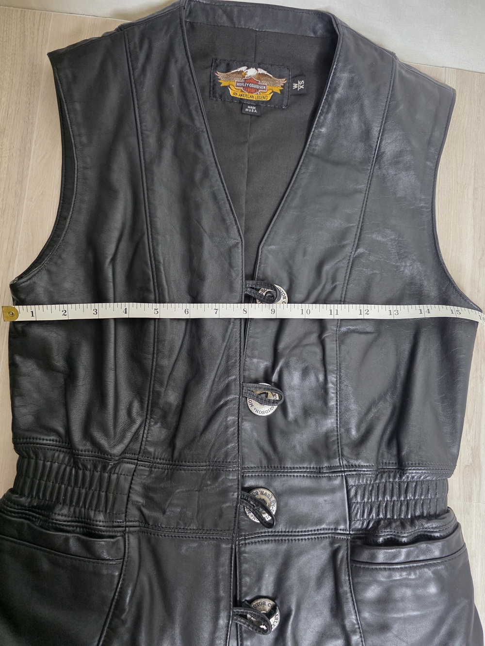 Vintage Harley-Davidson Black Leather Button-Front Vest - Picture 13 of 16